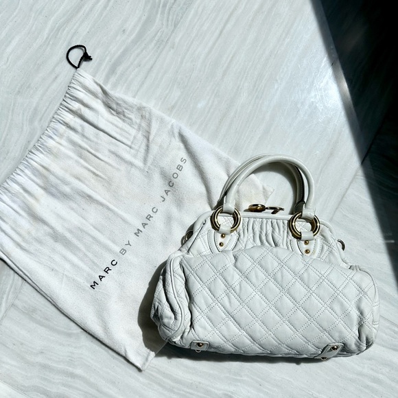 WHITE Quilted Leather Marc Jacobs Stam Bag with chain strap - Picture 3 of 16